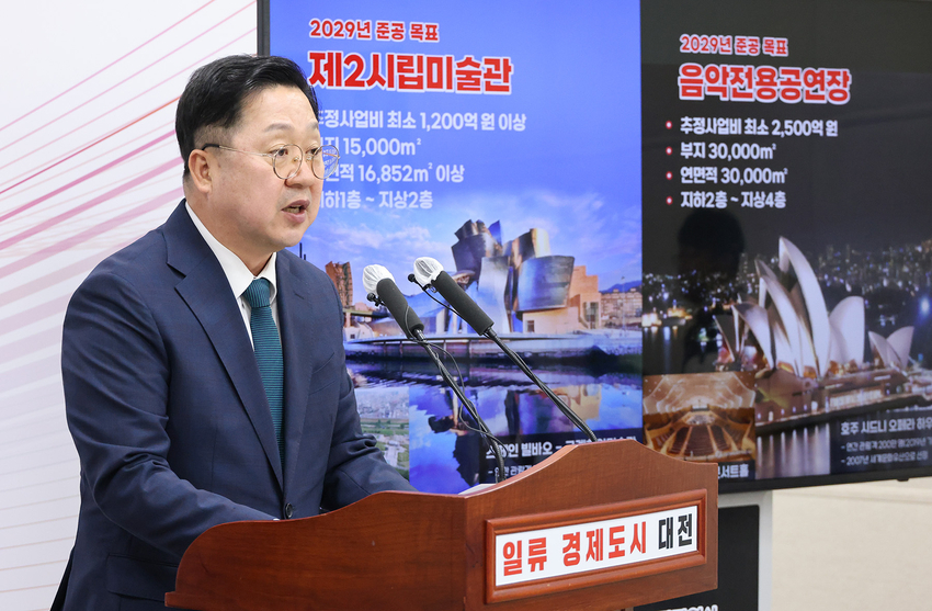 '민선 8기 문화시설 확충방안'을 발표하는 이장우 대전시장