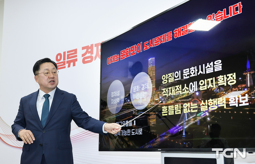 '민선 8기 문화시설 확충방안'을 발표하는 이장우 대전시장